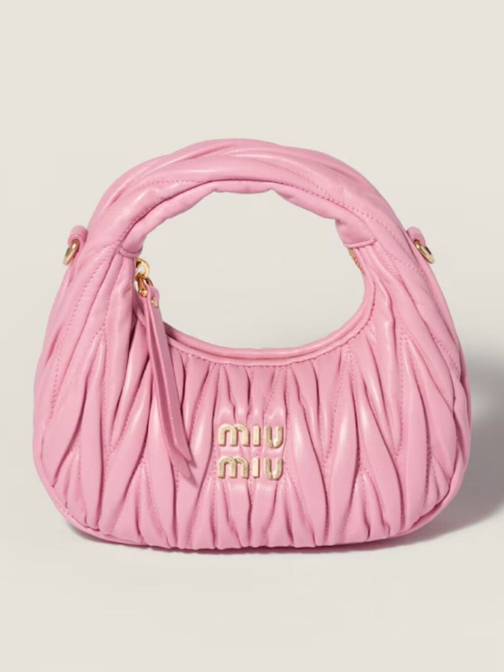 Pink wander matelassé nappa leather hobo mini-bag womens purse